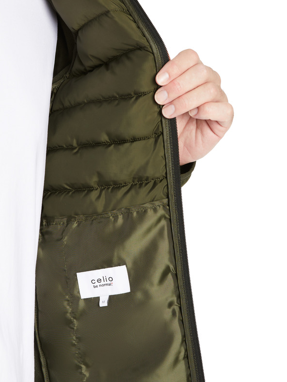 Celio Khaki pánska vesta s kapucňou Celio Jushellsl