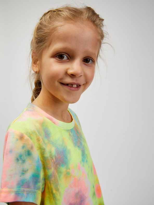 Sam 73 Tyrkysové a žlté dievčenské vzorované tričko SAM73 Auriga