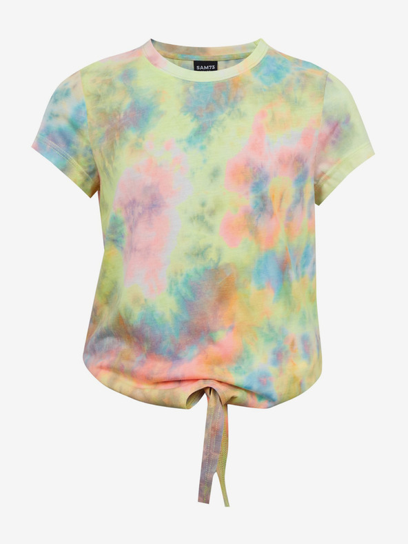 Sam 73 Tyrkysové a žlté dievčenské vzorované tričko SAM73 Auriga