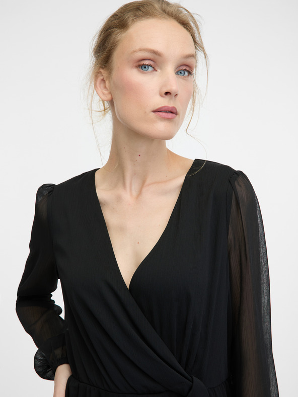 Orsay Čierne dámske šaty ku kolenám ORSAY