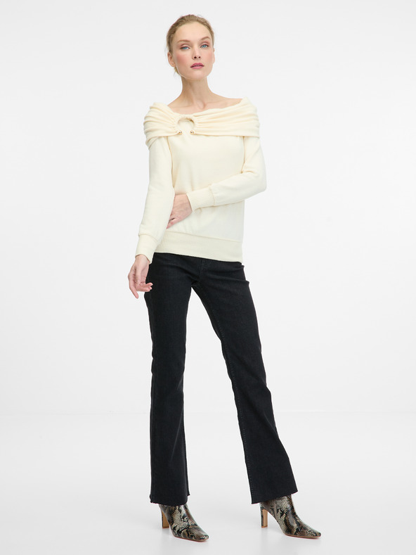 Orsay Krémové dámske tričko s dlhým rukávom ORSAY