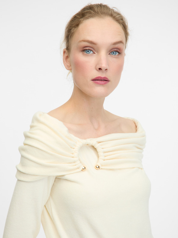 Orsay Krémové dámske tričko s dlhým rukávom ORSAY