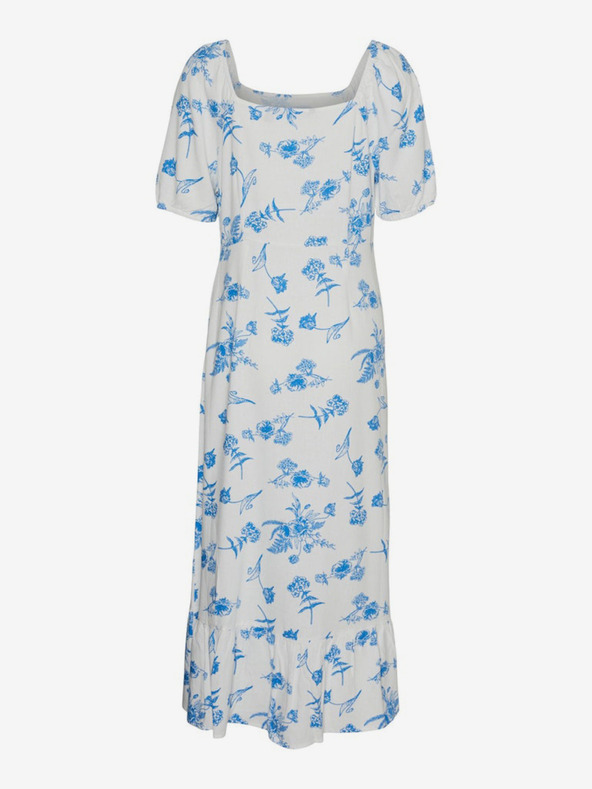 Vero Moda Vero Moda Mymilo dámske bielo-modré kvetované maxi šaty s plátnom