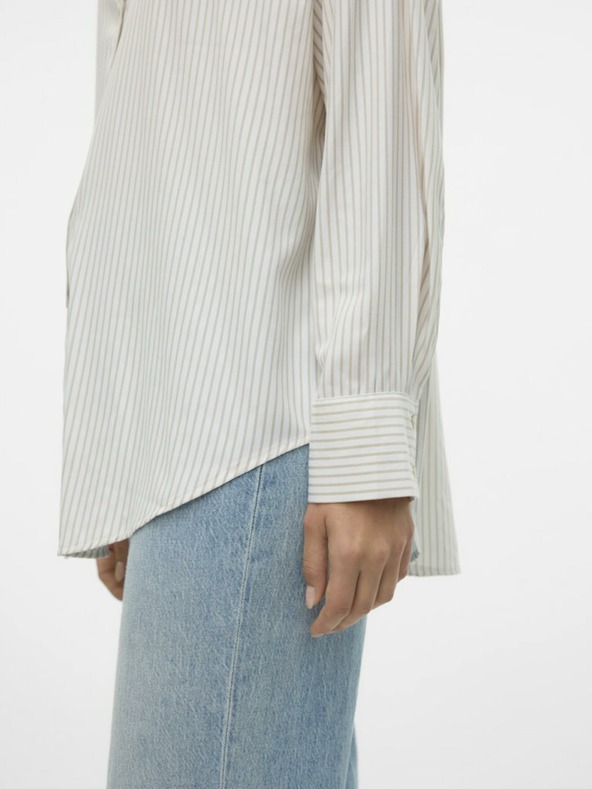Vero Moda Béžovo-biele dámske pruhované tričko Vero Moda Nora