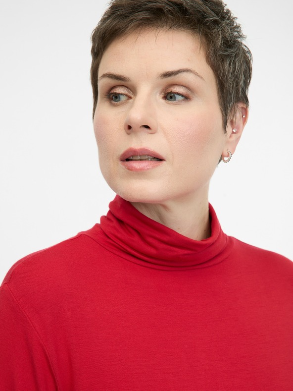 Orsay Červené dámske tričko s dlhým rukávom ORSAY