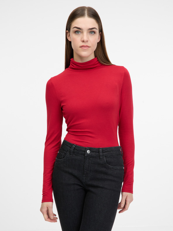 Orsay Červené dámske tričko s dlhým rukávom ORSAY