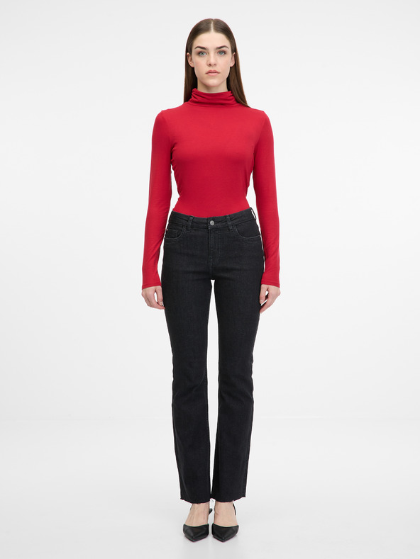 Orsay Červené dámske tričko s dlhým rukávom ORSAY