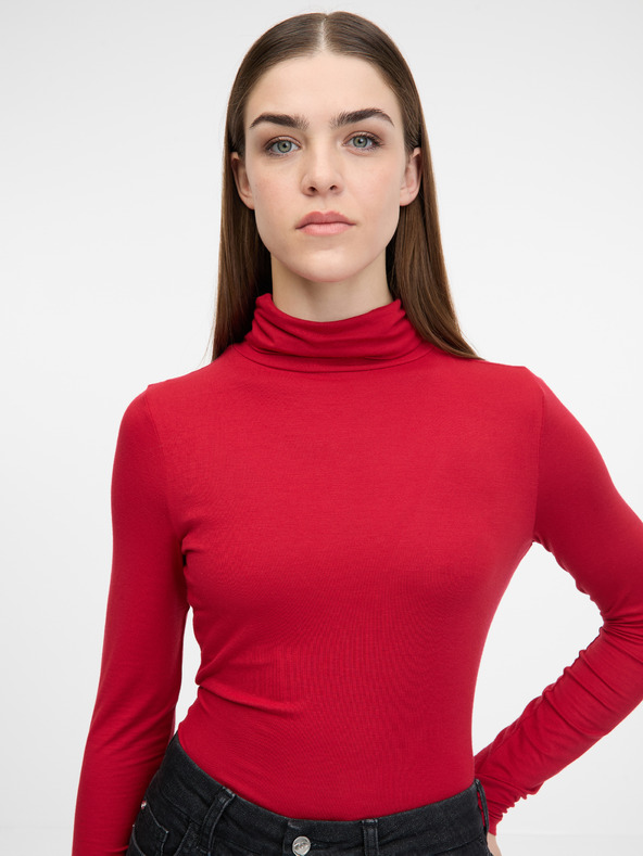 Orsay Červené dámske tričko s dlhým rukávom ORSAY