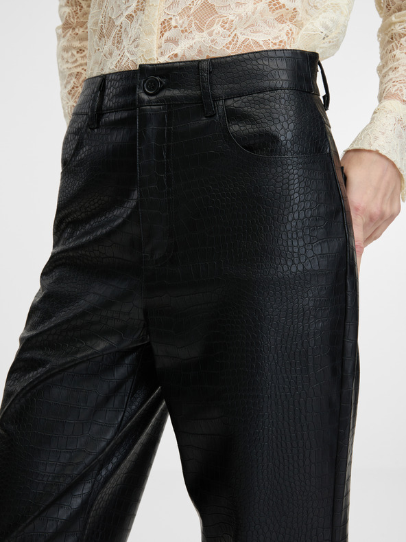 Orsay Čierne koženkové dámske nohavice ORSAY