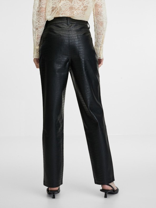 Orsay Čierne koženkové dámske nohavice ORSAY