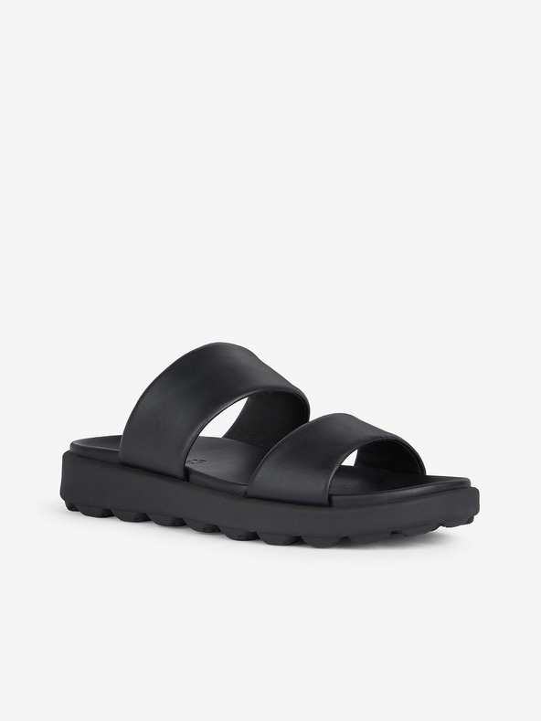 Geox Čierne pánske kožené pantofle Geox Spherica