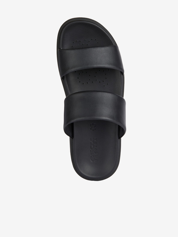 Geox Čierne pánske kožené pantofle Geox Spherica