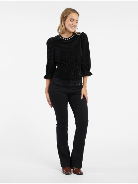Orsay Čierna dámska zamatová blúzka ORSAY
