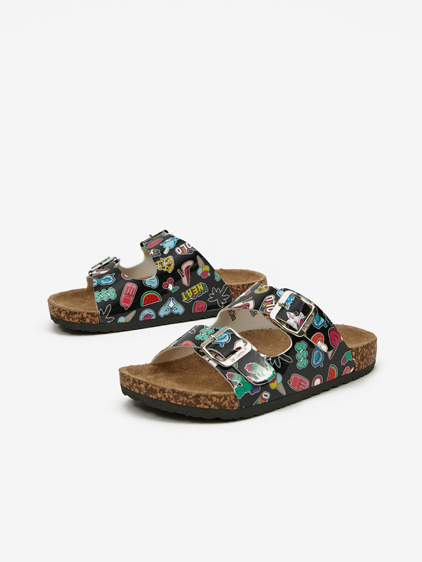 Lee Cooper Čierne dievčenské vzorované papuče Lee Cooper