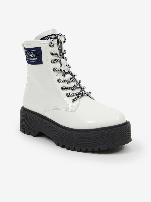 Lee Cooper Lee Cooper biele dámske členkové topánky na platforme