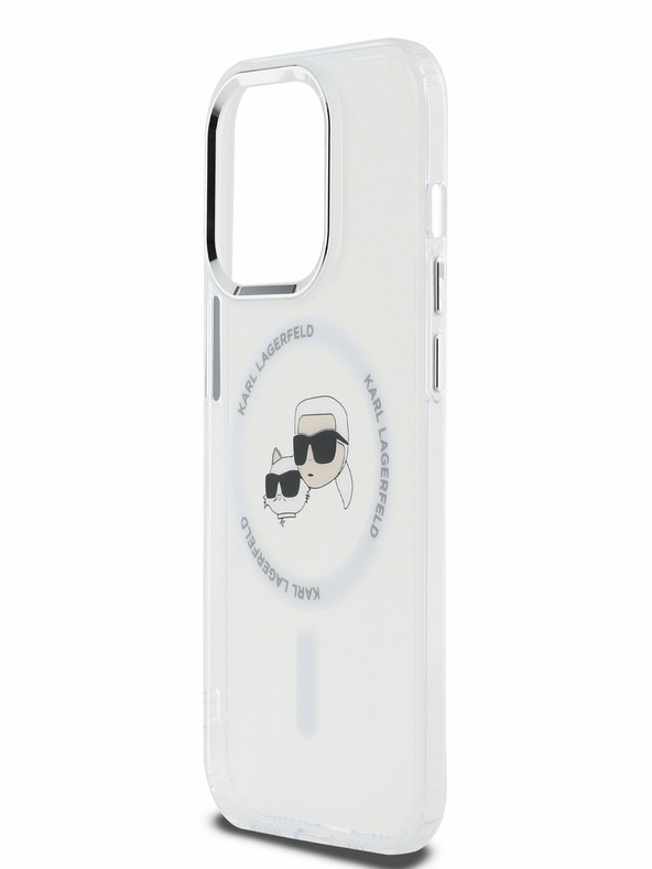 Karl Lagerfeld Karl Lagerfeld IML K&CH Heads Metal Frame MagSafe zadný kryt pre iPhone 15 Pro Transparent