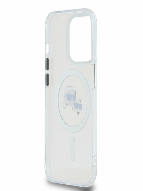 Karl Lagerfeld Karl Lagerfeld IML K&CH Heads Metal Frame MagSafe zadný kryt pre iPhone 15 Pro Transparent
