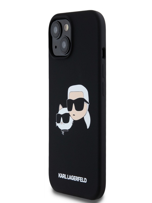 Karl Lagerfeld Tekutý silikónový zadný kryt Double Heads Magsafe pre iPhone 15 Pro Max Black Karl Lagerfeld