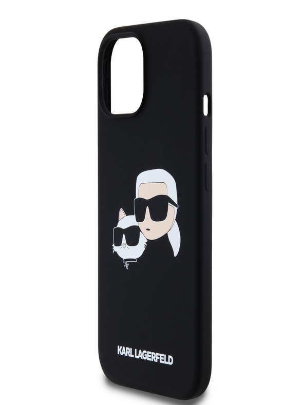 Karl Lagerfeld Tekutý silikónový zadný kryt Double Heads Magsafe pre iPhone 15 Pro Max Black Karl Lagerfeld
