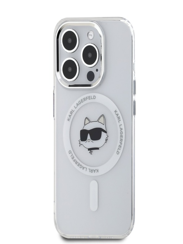 Karl Lagerfeld Karl Lagerfeld IML Choupette Head Kovový rám MagSafe Zadný kryt pre iPhone 15 Pro Max Transparent
