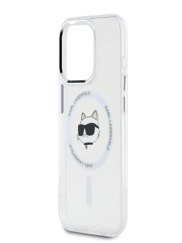 Karl Lagerfeld Karl Lagerfeld IML Choupette Head Kovový rám MagSafe Zadný kryt pre iPhone 15 Pro Max Transparent