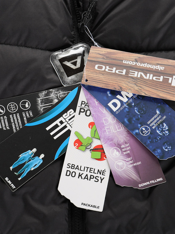 ALPINE PRO Pánska zimná páperová bunda s dwr ALPINE PRO ROGIT black