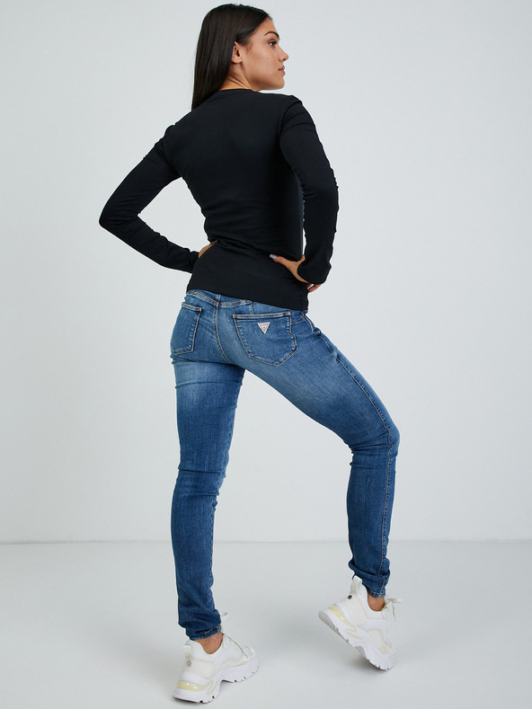 Guess Čierne dámske tričko s dlhým rukávom Guess