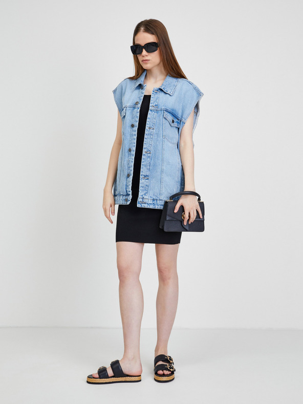 Guess Čierne dámske rebrované šaty bez rukávov Guess Charlotte