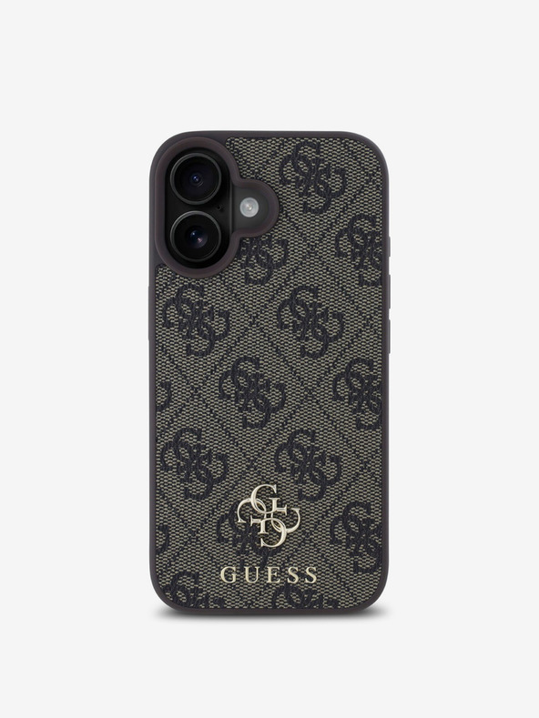 Guess Guess PU 4G Small Metal Logo MagSafe zadný kryt pre iPhone 16 hnedý