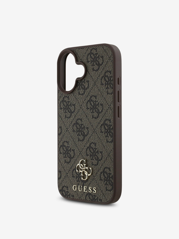 Guess Guess PU 4G Small Metal Logo MagSafe zadný kryt pre iPhone 16 hnedý