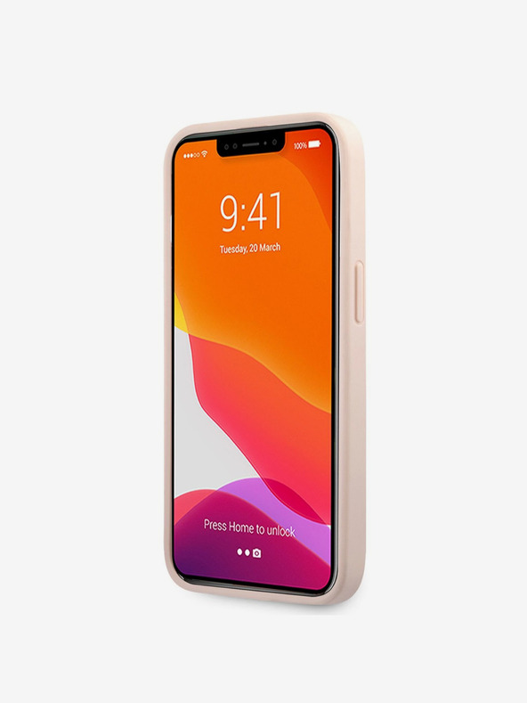 Guess Guess PU 4G Kovové logo zadný kryt pre iPhone 13 Pro ružový