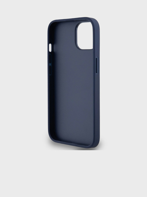 DKNY PU kožený zadný kryt s opakujúcim sa vzorom Tonal Stripe pre iPhone 14 Blue DKNY