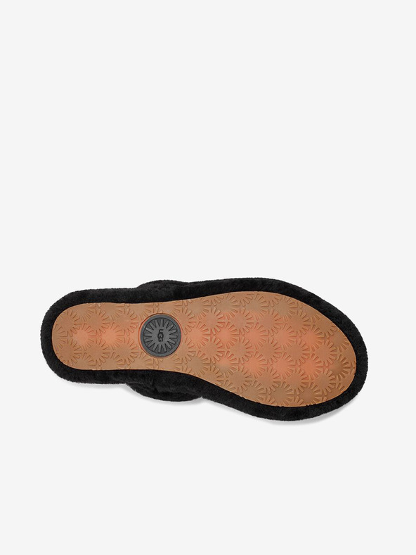 UGG Čierne dámske kožené sandále s kožušinou UGG Oh Yeah