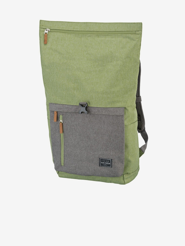 Travelite Šedo-zelený batoh Travelite Basics Roll-up (35 l)