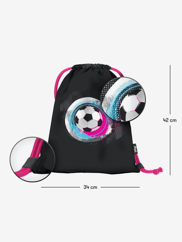 BAAGL  Čierna taška futbalová ružová Baagl