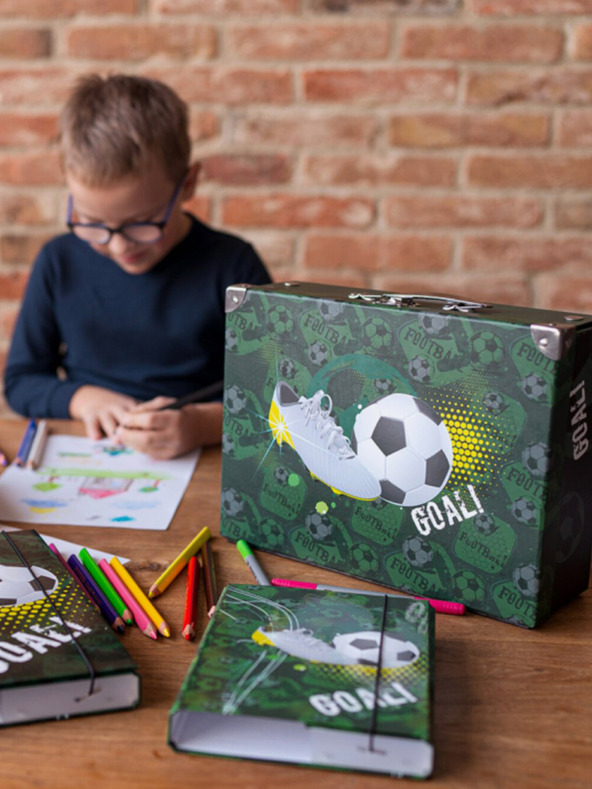 BAAGL  Zelená skladacia školská taška s príslušenstvom Baagl Futbal