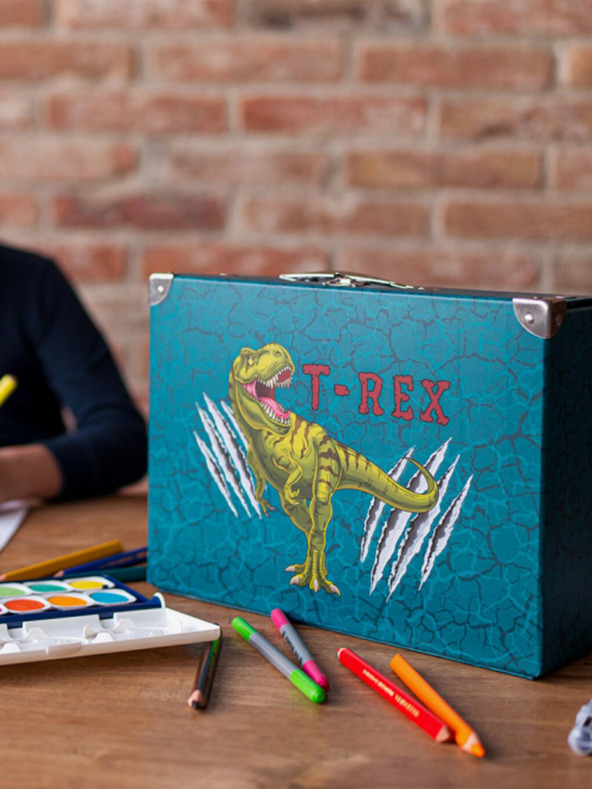 BAAGL  Zelený skladací školský kufrík s kovaním Baagl T-Rex