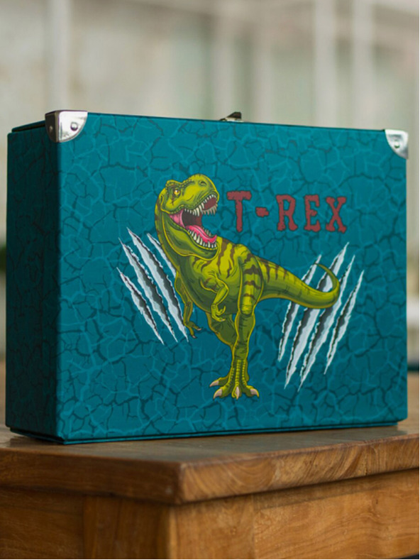 BAAGL  Zelený skladací školský kufrík s kovaním Baagl T-Rex