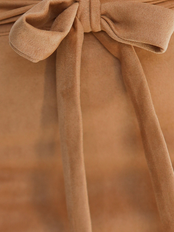 numoco Semišová sukňa na zaväzovanie - karamelová Numoco