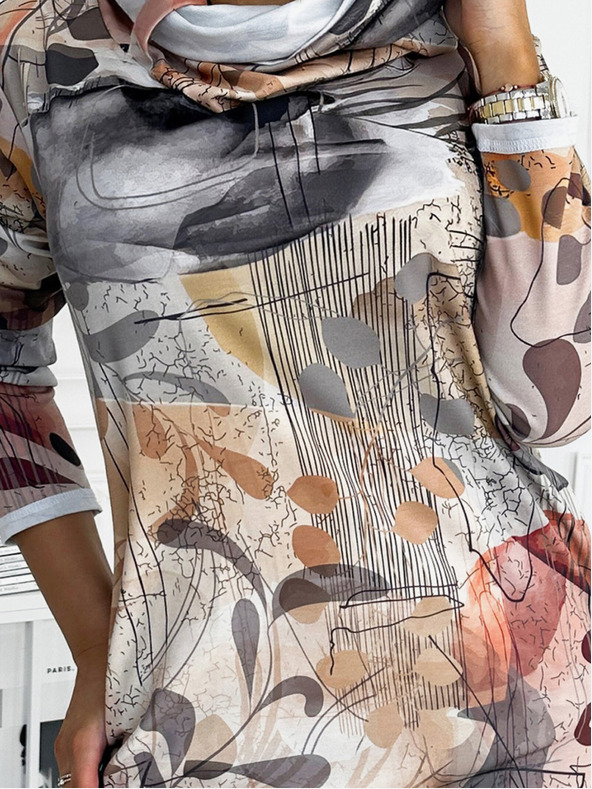 numoco Svetrové šaty s rolákom - strieborne hnedá Numoco IRENE