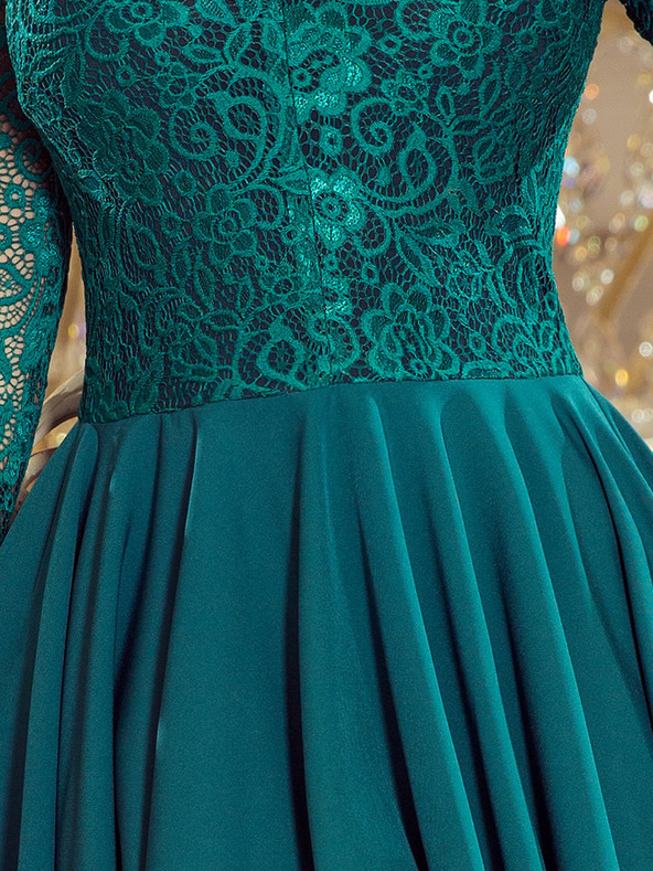 numoco Exkluzívne šaty s čipkou - zelené Numoco NICOLLE