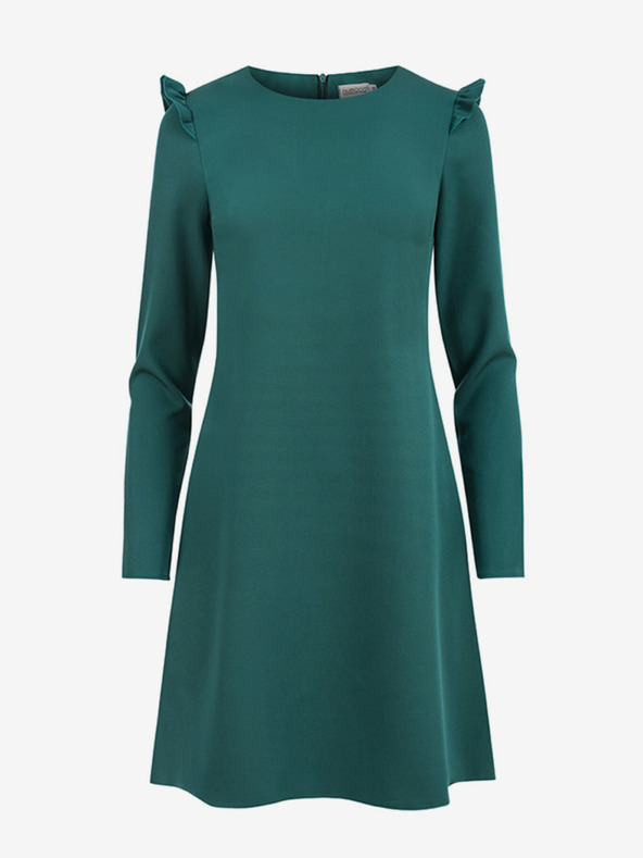 numoco Trapézové šaty s volánmi - zelené Numoco NELL