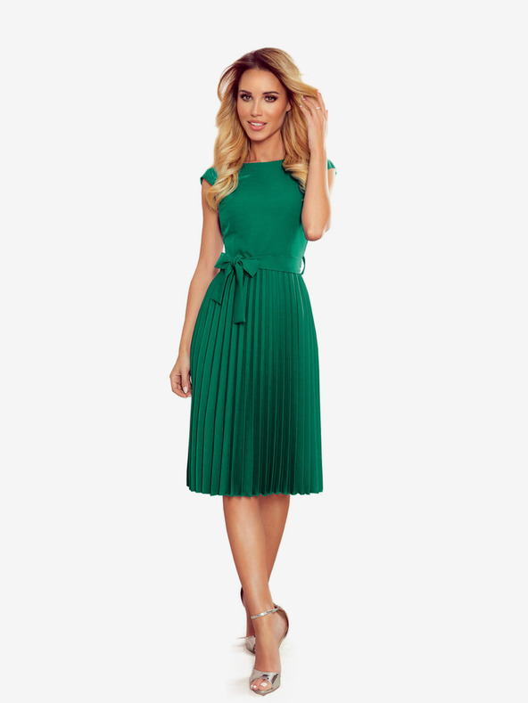 numoco Plisované šaty s krátkym rukávom - zelené Numoco LILA
