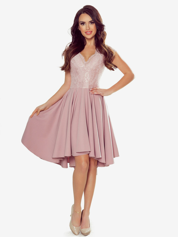 numoco Exkluzívne šaty s čipkou - ružové Numoco PATRICIA