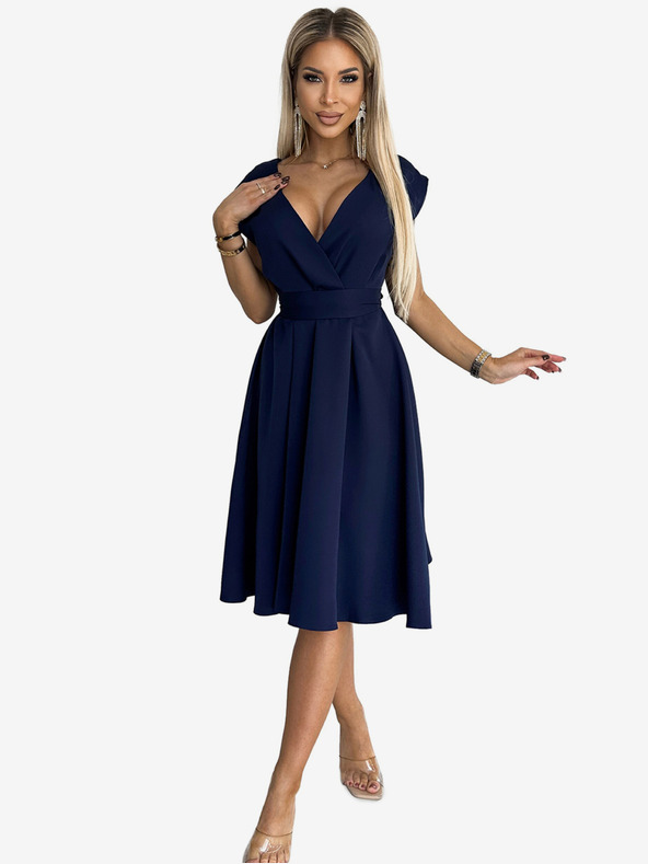 numoco Šaty s rozšíreným výstrihom - tmavomodré Numoco SCARLETT