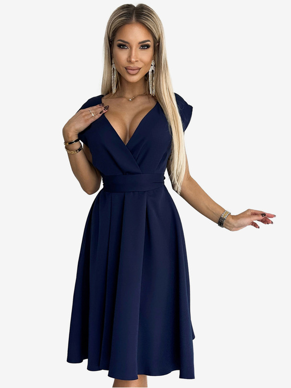 numoco Šaty s rozšíreným výstrihom - tmavomodré Numoco SCARLETT