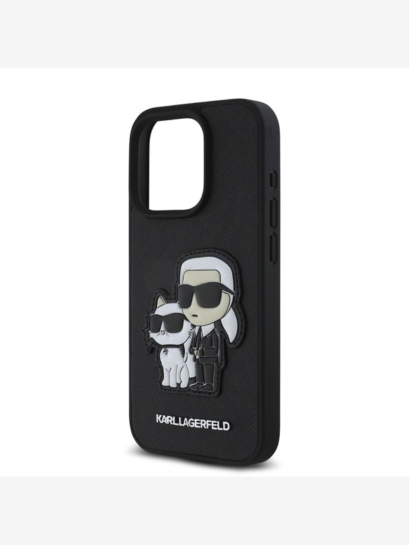 Karl Lagerfeld Karl Lagerfeld PU Saffiano Karl and Choupette Zadný kryt pre iPhone 15 Pro Max Black