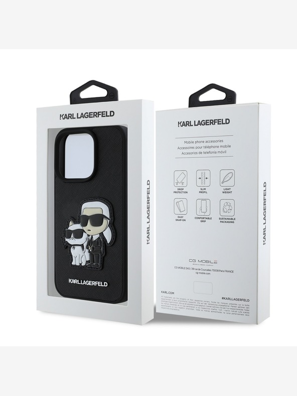 Karl Lagerfeld Karl Lagerfeld PU Saffiano Karl and Choupette Zadný kryt pre iPhone 15 Pro Max Black