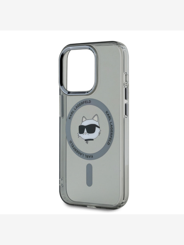 Karl Lagerfeld Karl Lagerfeld IML Choupette Head Metal Frame MagSafe zadný kryt pre iPhone 15 Pro Max čierny