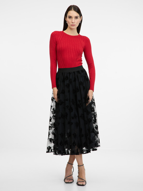 Orsay Červené dámske tričko s dlhým rukávom ORSAY